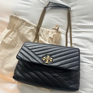 Tory Burch Black/Gold Kira Chevron Shoulder Crossbody Bag